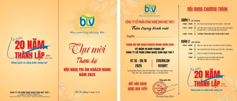 Hội nghị khách hàng & kỷ niệm 20 năm thành lập Công ty Cổ phần Công nghệ Sinh học Thú y (BTV)