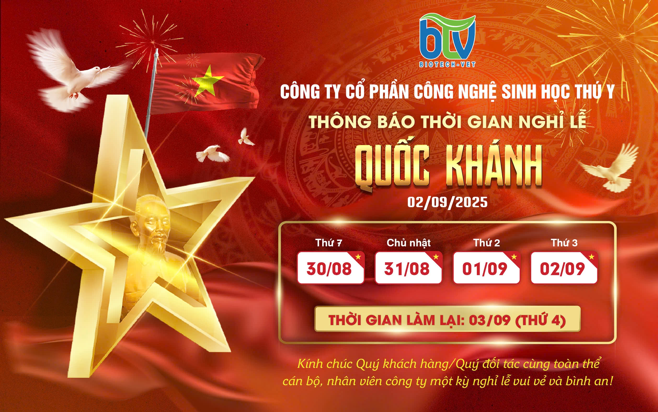 Lịch nghỉ Lễ Quốc khánh 2/9 của BTV